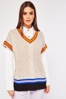 Vesta pletená latte vel. uni (36-40)