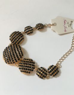 Fashion Jewelry náramek s černými kamínky 2-cc157