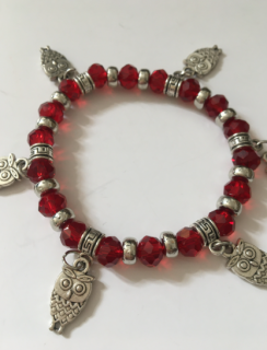Fashion Jewelry náramek Sovičky červený 2-m208